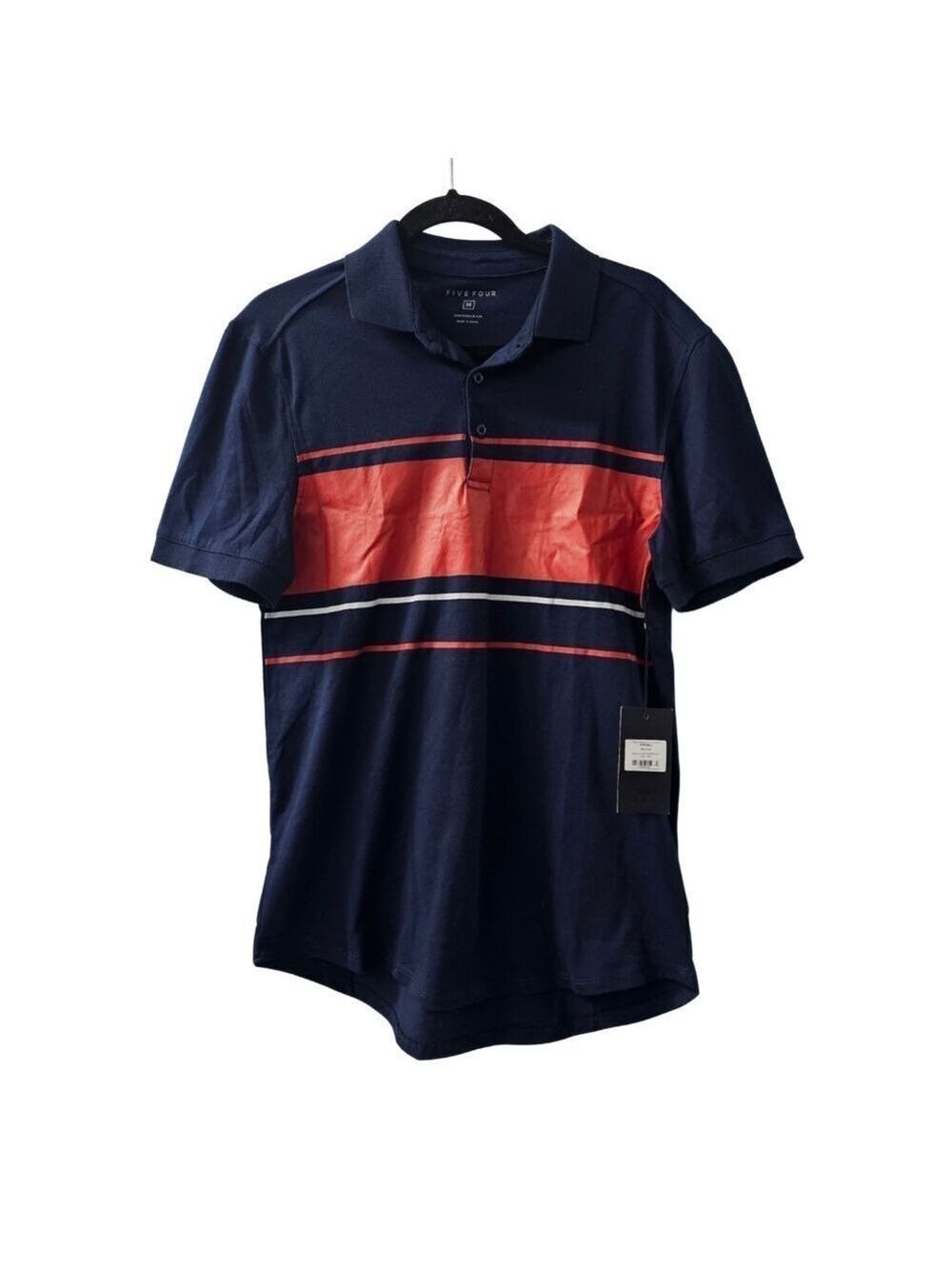 Five Four Men's Navy Blue Short Sleeve Polo Shirt Size M